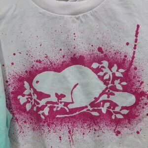 Roots Women's Park Plaid T-Shirt, Pink Logo, Size XS